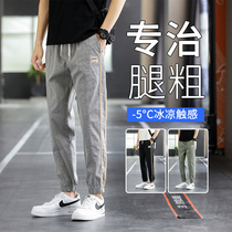 Ice-wire jeans Mens summer slim Tide Cards Easy Harun Beam Feet Tooling Summer 90% Casual Pants Guys