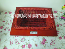 Wicker cabinet custom storage basket Rattan pastoral storage basket Rattan wooden frame pull basket storage basket can be customized