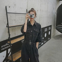 Dark gray tooling bunches legged leggings high waist 2021 new waist slim one-piece jumpsuit pants