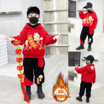 Altman clothes boys add velvet and thick guard suit 2022 new child baby worship annual Chinese style