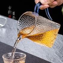 Large glass hammer pattern cup tea leak set high-grade tea divider kung fu tea set accessories thick male Cup heat-resistant