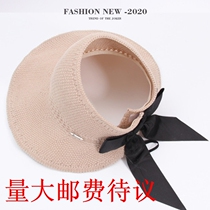 2020 new female knit air top hat summer sun-shading butterfly knot great brim hat sunscreen hat personality 100 hitch