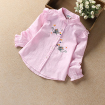 Girls Long Sleeve Shirt Autumn Sunscreen Thin Western Children Children Cotton Spring and Autumn Baby Princess Shirt