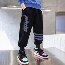 Childrens pants spring and autumn 2021 new boys sports pants in big children autumn pants foreign style loose Korean tide