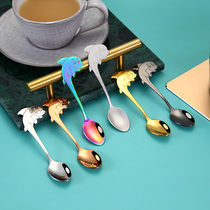 Stainless Steel Spoon European Cute Creative 304 Short Handle Coffee Spoon Stirring Spoon Dolphin Head Dessert Spoon Hanging Cup Spoon