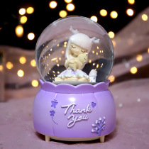 New lavender girl crystal ball spinning snowflake music box Sky City music Bell girl gift