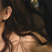 Sterling silver stud earrings 2021 new trend ins simple female small net red personality wild super fairy exquisite cross cold