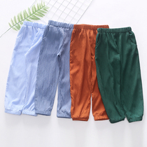Summer boys trousers new 5-8 years old thin model 11 Anti Mosquito pants slacks 9 tide 10 boys ankle-length pants bloomers