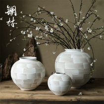 Retro Ceramic Inserts Vase Artists Florware Pendulum Pieces New Chinese Home Zen of the Silent Wind and Coarse Pottery Jar