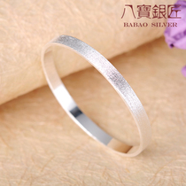 Babao silversmith S925 sterling silver handmade brushed silver bracelet fashion Korean version of sterling silver jewelry simple Art female bracelet