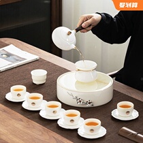 Sheep Jade white porcelain kung fu tea set household high-grade Cup Cup whole set of dry bubble tea tray