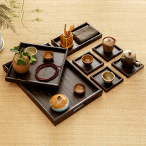 Japanese tray Solid wood tea plate Small fruit plate Snack plate Seven-piece set plate Export wooden rectangular plate