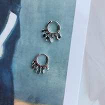 Exquisite sequin tassel earrings 925 sterling silver personality short earrings Korean round five-pointed star earrings female