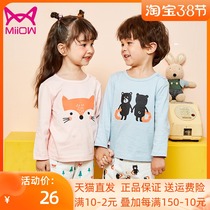 Childrens pajamas boys baby air-conditioned clothes pure cotton long sleeves Summer thin Baby summer clothes Home Suit Girl Suit