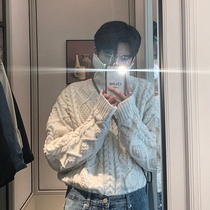 Hualun autumn and winter japanese retro thick thread loose high neck sweater mens Korean version thick undershirt couple knit shirt