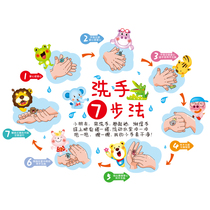 Kindergarten epidemic prevention new crown slogan epidemic prevention and control publicity logo stickers seven-step hand washing method theme wall stickers