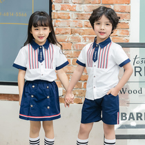Kindergarten Garden clothes Summer clothes Inn College Wind Childrens school uniforms shirt suit Summer elementary school students class clothes graduation photos