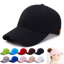 New womens ponytail baseball cap solid color breathable sunshade sunscreen cap rear opening pure cotton hat customizable logo