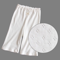 Pure cotton breathable mesh thin material five-point pants spring and summer white girls home pajama pants fungus lace middle pants