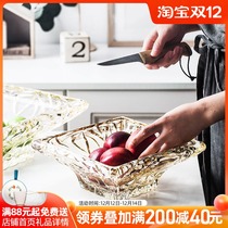 Lead-free crystal glass fruit plate large modern living room creative home coffee table snacks fruit plate European simplicity