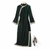 Velvet Qipao Womens Autumn Dress 2021 New High-end Temperament Improved Version Young Teen Girl Converse Big Sleeve Dress