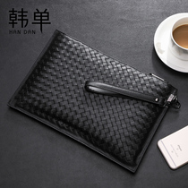 Mens Handbags Leather Trendy Hand Grip Bag Men 2022 Leisure Large-capacity headlayer Bull Leather Thin-Woven Clip Bag