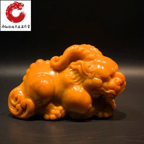 Northern Laos Ishida yellow frozen seal brave hand transparent orpiment xian zhang rui shou play beads stone carving chapter