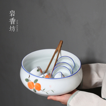 Yan Xiangfang hand-painted Persimmon white porcelain tea wash ceramic large Cup wash tea ceremony accessories