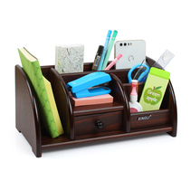 Classic retro multifunctional pen holder creative wooden office stationery pen holder wooden creative fashion makeup bucket Chinese style wood grain desktop storage box ornaments durable simple retro wooden Pen Holder