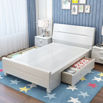 Childrens cots 1 35m single small wood 1 2 m 1 5m1 8 meters double high box chu wu chuang White