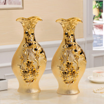 American light luxury ornaments Vase Living room Bogu rack bookshelf New house flower arrangement A pair of housewarming new home creative decoration gold