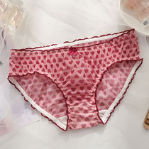 Wine red underwear female lace ultra-thin mesh girl hot hot low waist sex confused womens breifs summer breathable