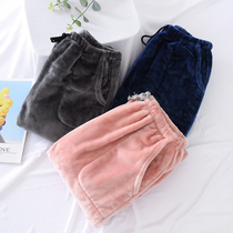 Couple Sleeping Pants Home Pants Autumn winter flannel mens and womens section thickened Garching warm coral suede bunches