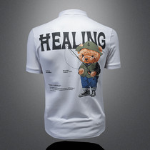 Advanced Sensory Embroidery Bear Turns the Polo Shirt Men's New Popular Stuffed T-shirt Summer T-shirt Youth Sleeve