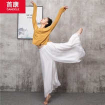 Elegant chiffon dance clothing training pants female adult loose wide leg pants Chinese style dance rhyme classical dance dance costume