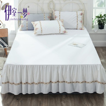 Princess style cotton embroidery lace edge bed skirt single-piece cotton non-slip bedspread pillowcase 1 5m1 8m bedding