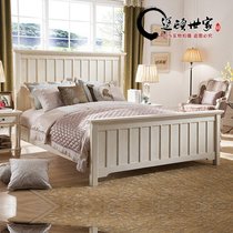 Villa American all solid wood HH furniture Amandshurica bedroom Double 1 meter 8 Brown 2 pillars wedding bed