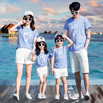 South Korean kisses a family of three-four-mouthed summer-loaded mother and daughter with a foreign air blouse T-shirt t-shirt for the whole family