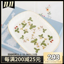 Spot wedgwood Wild Strawberry Wild Strawberry Bone China Long Dim Sum Sandwich Plate