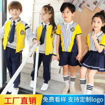 Kindergarten garden clothes English wind spring and summer autumn four-piece Childrens cotton performance sports class uniforms