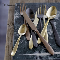  Denmark Bloomingville western tableware combination set gold black stainless steel knife fork and spoon simple Nordic
