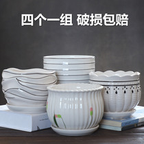Flower-pot ceramic with trays Creative personality minimalist white Large medium special price clear cabin green loo multi-meat flower pot wholesale