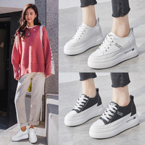 Increased thick bottom small white board shoes 2020 spring new trendy shoes casual new shoes black X0229
