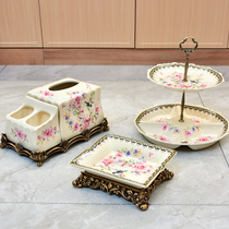 New Chinese home Residence Decorative items Dining Room Tea Table Tissue Box Candy Box Neoclassical Table Living Room Furnishing