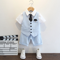 Children Suits Summer Choral Costumes Baby Flowers Boy Boy Gown Suit Slim Fit Short Sleeves West Suit Casual Summer Dress