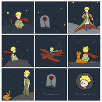 Small Prince Cartoon Digital Oil Painting Diy Stars Night Sky Fox Little Prince Hand-painted Propylene Oil Color Painting Custom Decompression