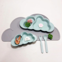 Nordic style Bowl bamboo fiber baby Bowl plate childrens tableware fork spoon cute cloud supplementary Bowl