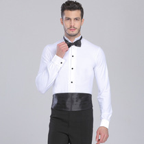 Ballroom dance crotch top male black and white stand-collar shirt New Latin dance practice performance conjoined shirt