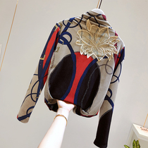 Korean temperament lace base shirt womens 2021 new spring and autumn inside match Foreign style fashion outside wear long-sleeved embroidered top