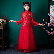 Girls 2021 new ancient style super fairy Hanfu children Chinese style Tang dress New Year dress little girl New year dress winter